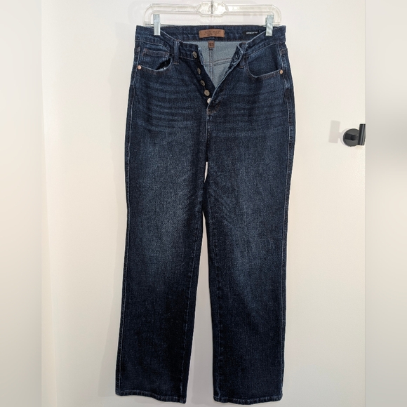 Judy Blue 9/29 Straight Leg Jeans Dark Wash Button Fly Stretch - Picture 2 of 8